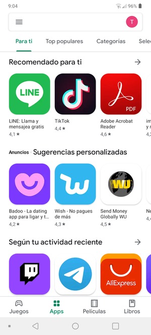 Seleccione la barra de Búsqueda