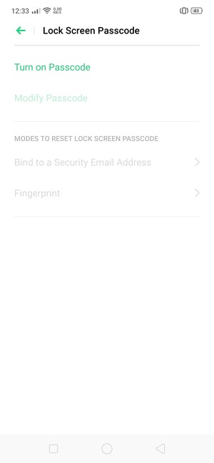 Select Turn on Passcode