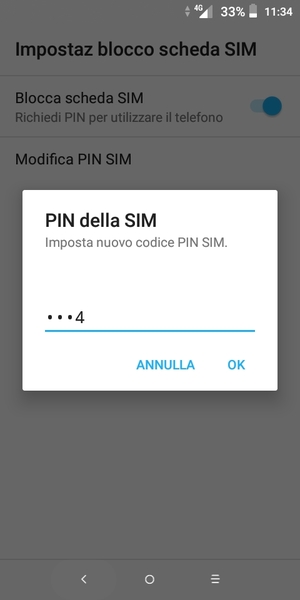 Inserisci Nuovo PIN della SIM e seleziona OK