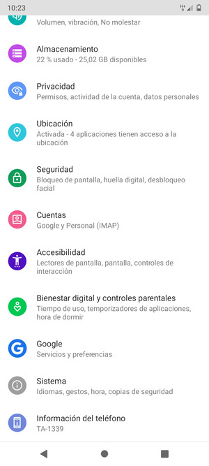 Desplácese y seleccione Sistema