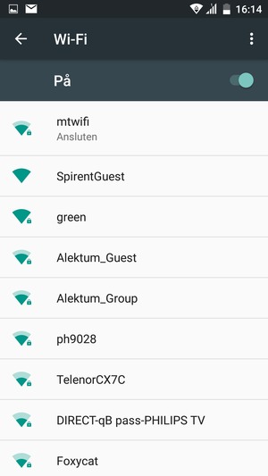 Du är nu ansluten till Wi-Fi nätverket