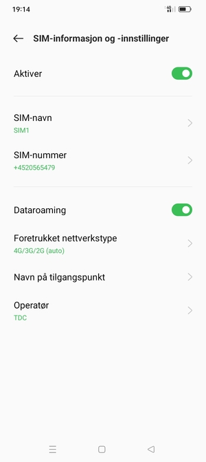 Slå Dataroaming på eller av