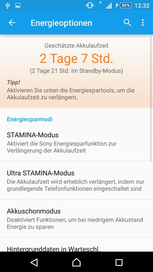Wählen Sie STAMINA-Modus