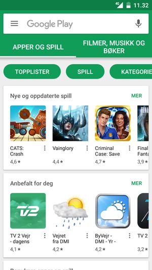 Velg søkefelt