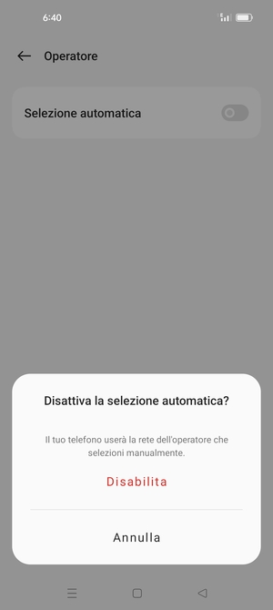 Seleziona Disabilita