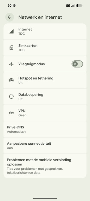 Selecteer Internet