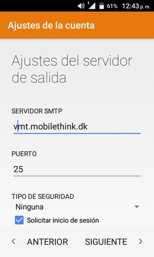 Introduzca la dirección de servidor saliente