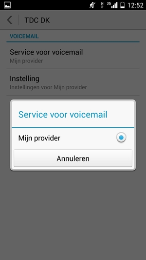 Selecteer Mijn provider