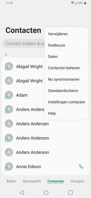 Selecteer Contacten beheren
