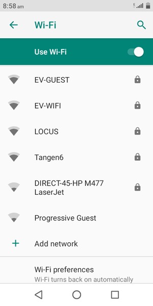 Select the wireless network you want to connect to