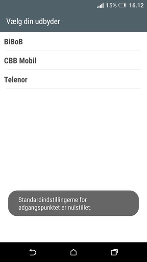 Din telefon vil nulstille til standard internet- og MMS-indstillinger.