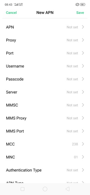 Enter MMS information