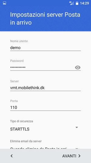 Seleziona Tipo di sicurezza