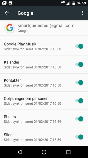 Kontroller at Kontakter er valgt