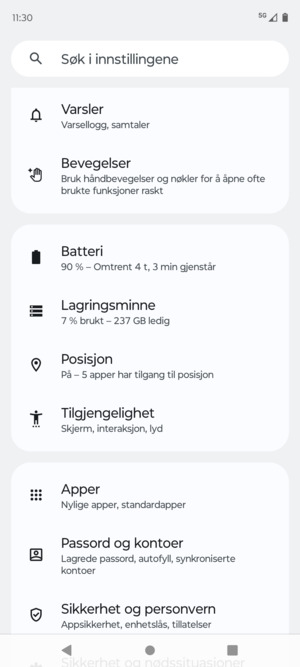 Bla til og velg Posisjon