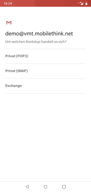 Wählen Sie Privat (POP3) oder Privat (IMAP)