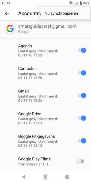 Selecteer Nu synchroniseren