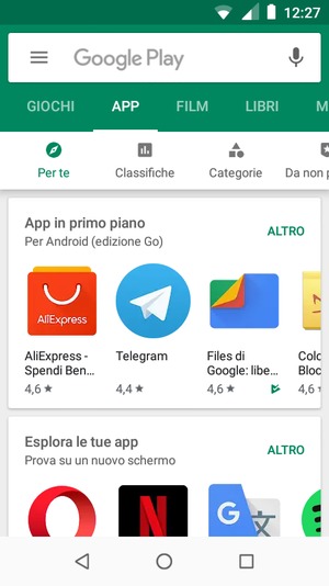 Seleziona la barra di ricerca