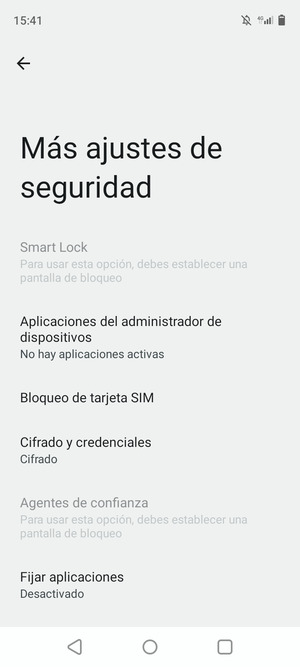 Seleccione Bloqueo de tarjeta SIM