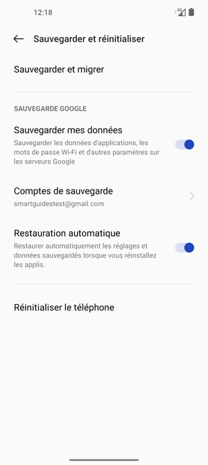 Sélectionnez Comptes de sauvegarde