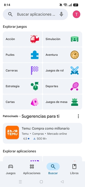Seleccione la barra de Búsqueda