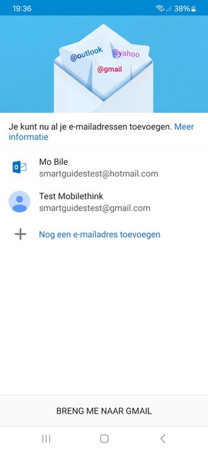 Selecteer BRENG ME NAAR GMAIL