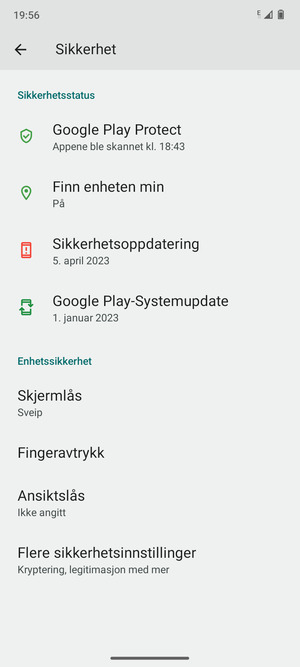 For å bytte PIN-koden til SIM-kortet, gå til Sikkerhet-menyen og bla til og velg Flere sikkerhetsinnstillinger