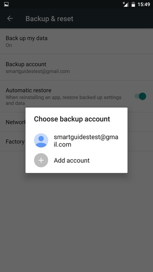Select your backup account