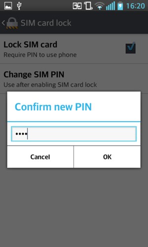 Confirm your new SIM PIN and select OK