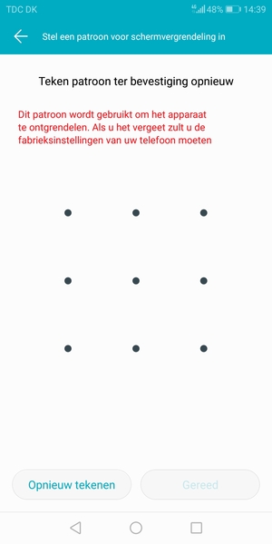 Teken het ontgrendelingspatroon nogmaals