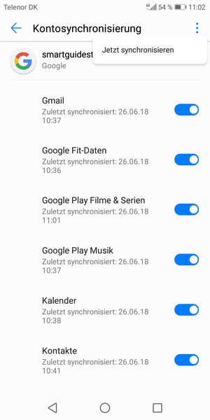 Wählen Sie die Menü-Taste und wählen Sie Jetzt
synchronisieren