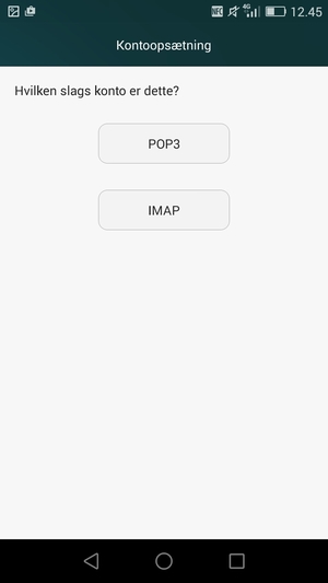 Vælg POP3 eller IMAP