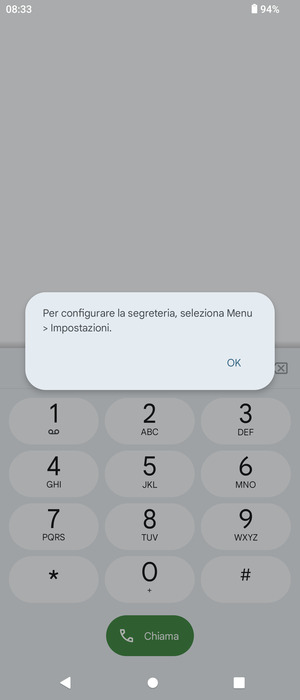 Se la segreteria telefonica non è configurata, seleziona OK