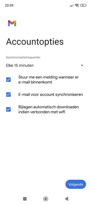 Selecteer Volgende