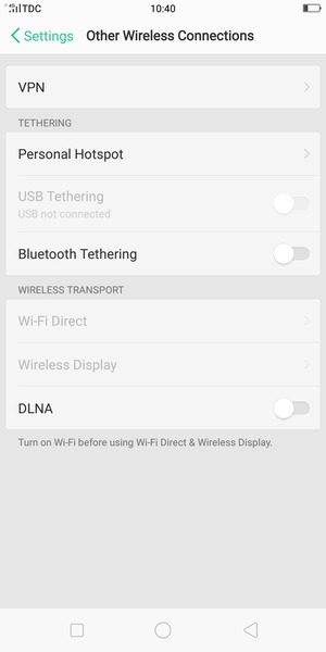 Select Personal Hotspot