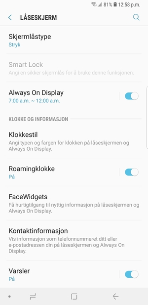 Velg Skjermlåstype