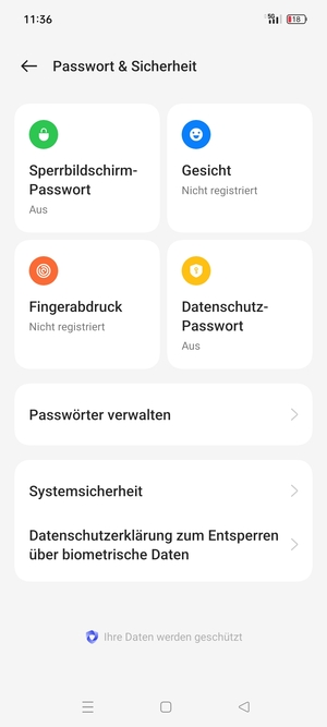 Wählen Sie Systemsicherheit