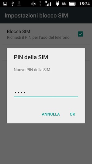 Inserisci Nuovo PIN della SIM e seleziona OK