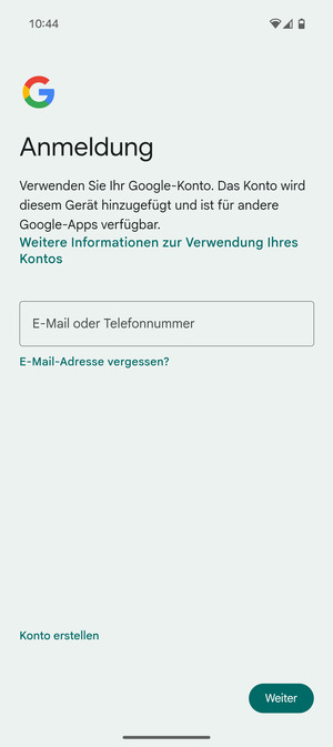 Geben Sie Ihre E-Mail-Adresse ein und wählen Sie Weiter