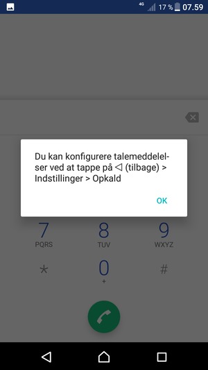 Hvis din telefonsvarer ikke er sat op, vælg OK