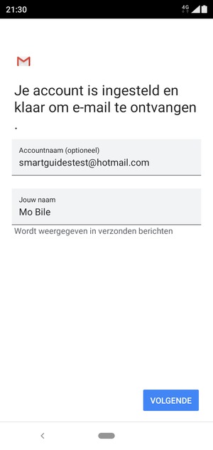 Geef uw account een naam en voer uw naam in. Selecteer VOLGENDE