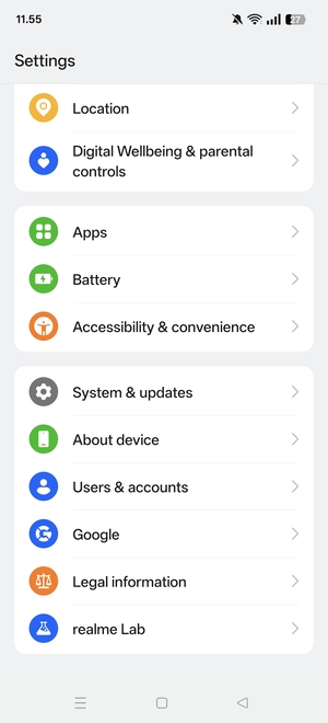 Scroll to and select Users & accounts