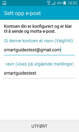 Gi kontoen din et navn, og skriv inn navnet ditt. Velg UTFØRT