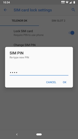 Confirm your new SIM PIN and select OK