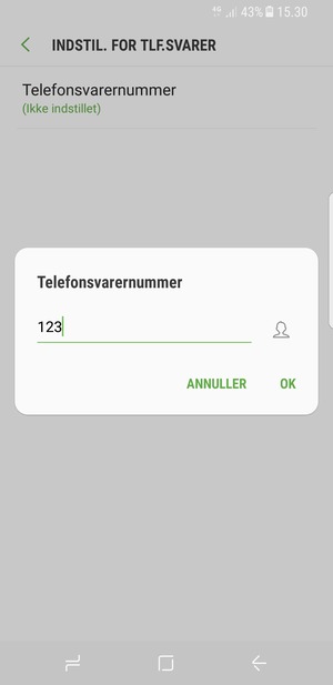 Indtast Telefonsvarernummer og vælg OK