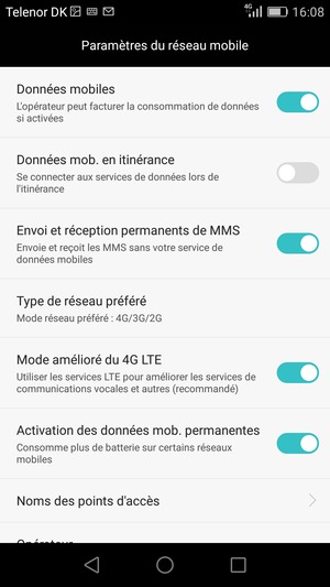 Sélectionnez Noms des points d'accès