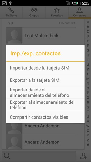 Seleccione Importar desde la tarjeta SIM