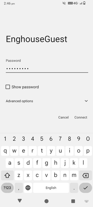 Enter the Wi-Fi password and select Connect