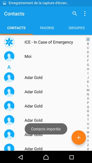 Vos contacts vont être enregistrés sur votre compte Google et dans votre téléphone lors de la prochaine synchronisation de Google.