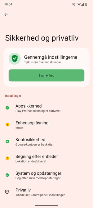 Vælg Enhedsoplåsning